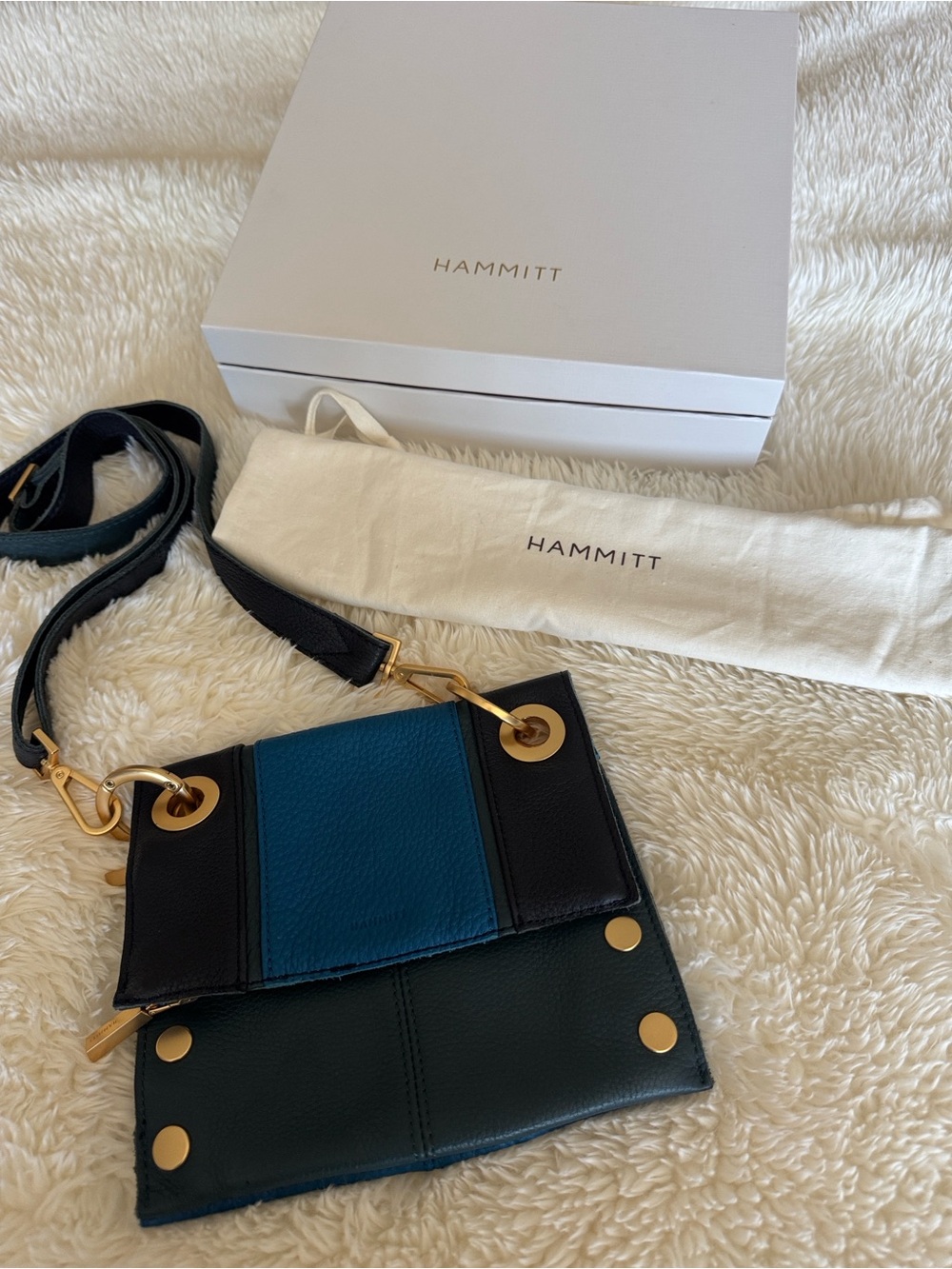 Hammitt Montana Reversible Small Crossbody Bag - Toluca Blue & Gold
